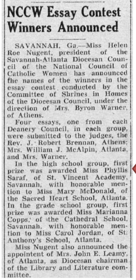 NCCW Essay Contest Southern Cross 10 27 1945 p32