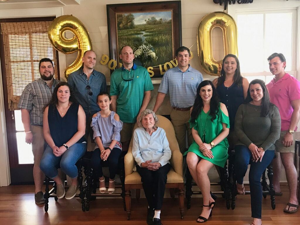 Phyllis and grands 2019 - 90th birthday